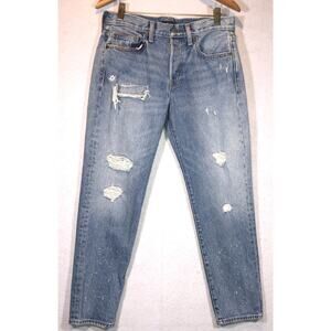 Polo Ralph Lauren Pants Embroidered Button Fly Avery Boyfriend Distress Sz 26R